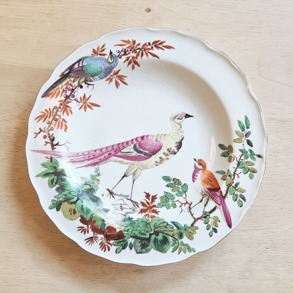 Mottahedeh Colonial Williamsburg "Chelsea Bird" Porcelain Salad Plates Set of 2 - Picture 2 of 3